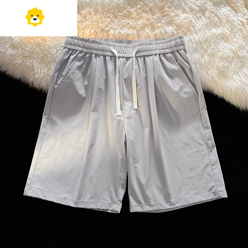 fishbasket休闲短裤男季超薄冰丝透气五分裤宽松潮流运动大裤衩黑色