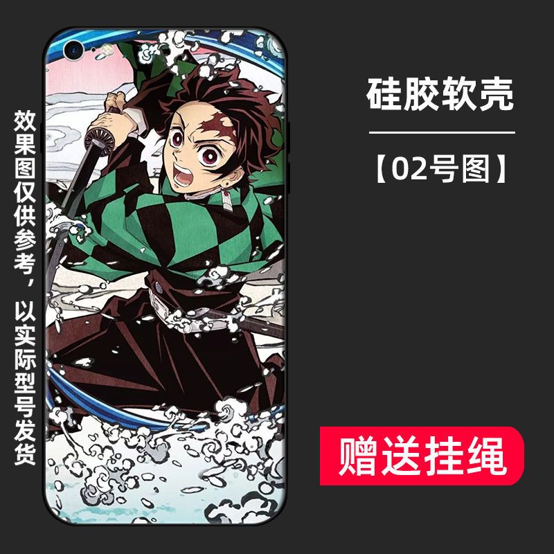 IPhone苹果6s手机壳6/8/7/se/PLUS鬼灭之刃动漫硅胶防摔保护套 BD[01号图]挂绳 苹果6
