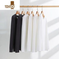 YANXU()新疆棉长袖白t恤宽松男女内搭纯色打底t恤