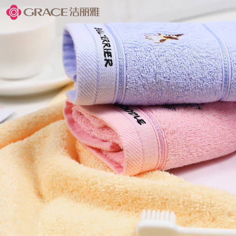 洁丽雅(grace)E3112儿童婴儿毛巾3条装 50*24cm颜色随机发货卡通可爱宝宝吸水小毛巾图片
