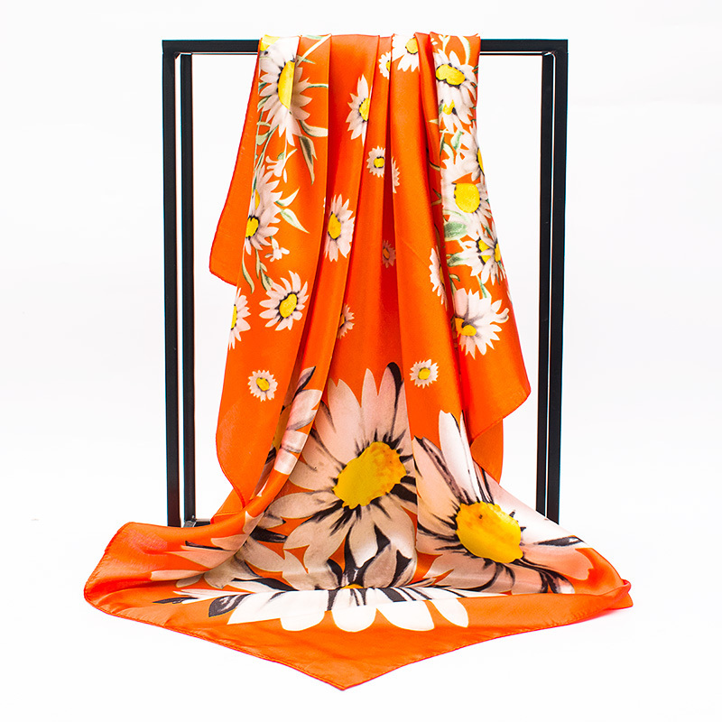 盛世尼曼韩禾绸缎缎面大方巾头巾油画围巾披肩9090厘米色丁女丝巾