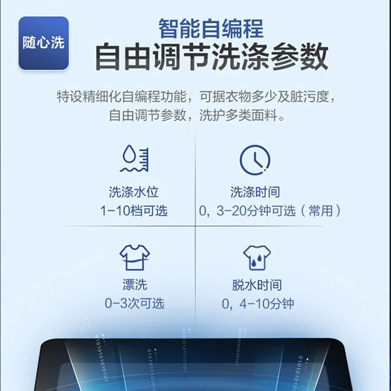 海尔(Haier)10公斤 大容量 变频 全自动 家用 波轮洗衣机 除菌螨 1级能效 XQB100-BZ316