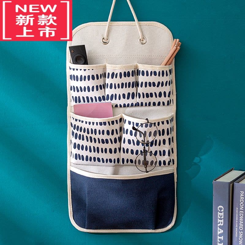 可莉允棉布艺壁挂收纳袋挂墙上悬挂式挂袋宿舍门后墙挂式器手机置物袋图片