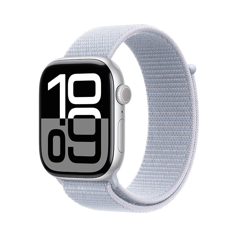 MX243CH/B Apple Watch S10 GPS 46 毫米银色铝金属表壳 青云色回环式运动表带