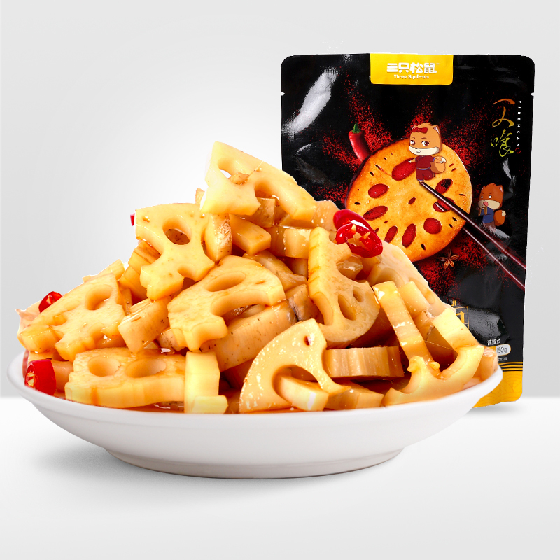 满300减210[三只松鼠黑鸭味脆莲藕 150g]休闲零食卤味小食高清大图