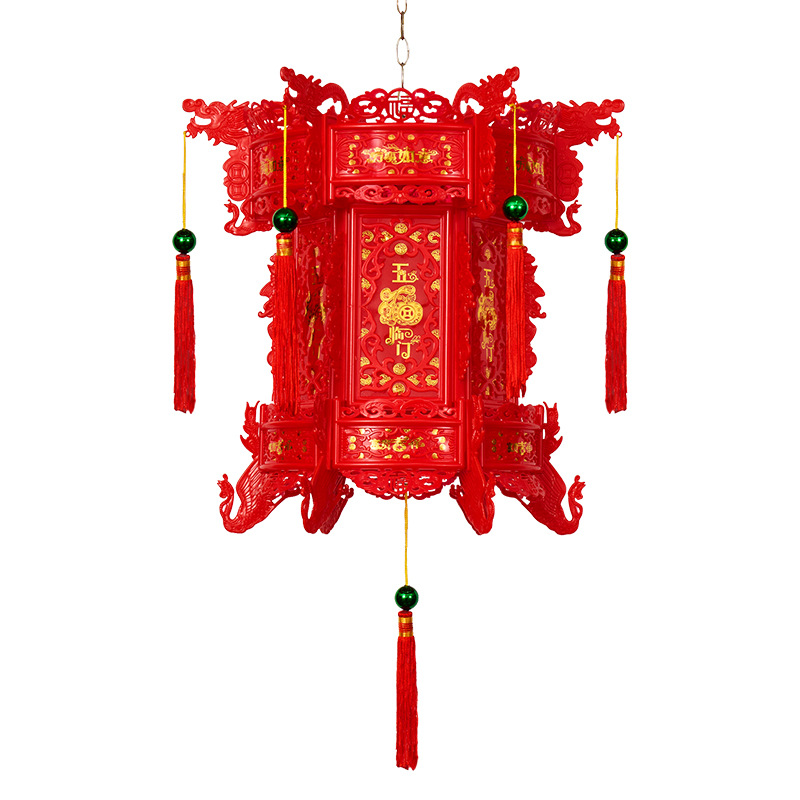礼千初 中式六角龙灯仿古LED走马灯 一对装
