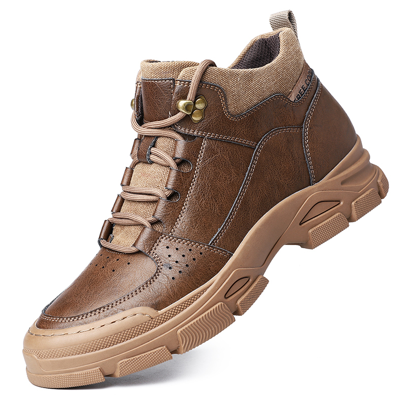 骆驼潮真皮马丁靴新款男士真羊毛保暖高帮棉鞋潮流厚底耐磨工装鞋时尚