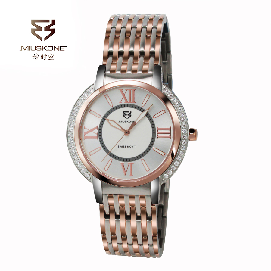 妙时空(MIUSKONE)别致典雅系列 施华洛世奇镶嵌 欧式复古 搭配衣服 维也纳限定 瑞士机芯 MS27 典雅玫瑰金色