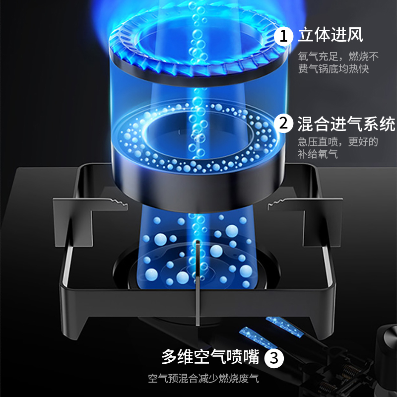 天然气-雅乐思不锈钢燃气灶-XS2080G天然气 纯铜火盖 方形炉架 5.2KW大火力飞机炉头750mm宽面板-不含安装