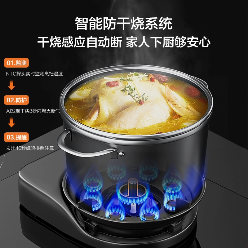 志高CHIGO家用燃气灶双灶防干烧天然气翻盖式煤气灶台嵌入式猛火灶台式_高配玻璃鸳鸯猛火铜盖翻盖聚能环_天然气