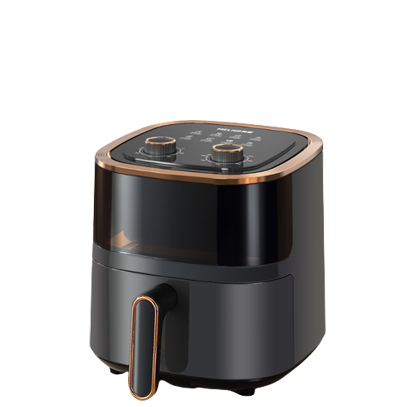 美菱 MZG-4501 空气炸锅 不用翻面 家用5l大容量多功能 透明大视窗 360度循环加热 双旋钮调时控温 黑色