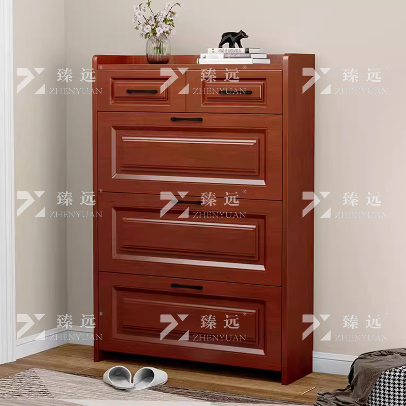 臻远 ZY4022009 木质翻斗鞋柜入户门口窄边鞋柜单层双抽屉