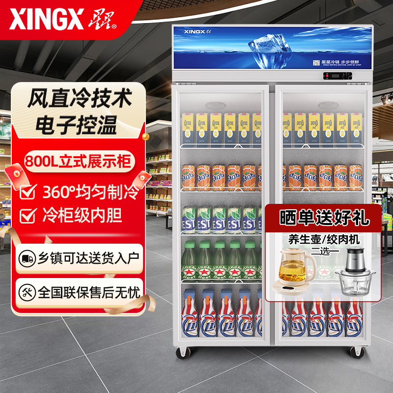 星星（XINGX） 展示柜陈列柜立式双门两门冷藏饮料保鲜柜商用陈列柜 LSC-818Y