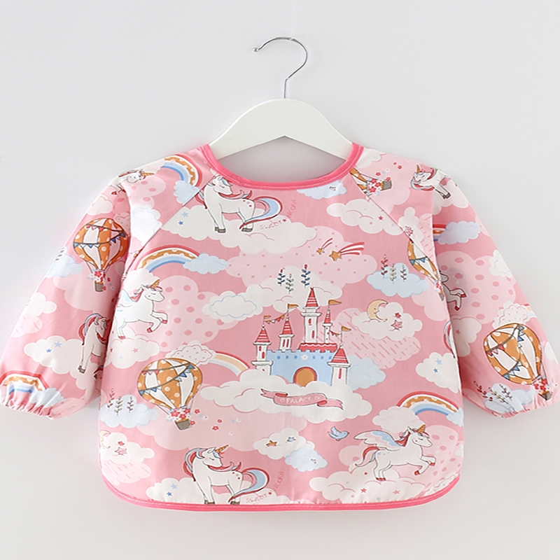 智扣宝宝吃饭罩衣婴儿围兜长袖男童女宝儿童画画衣反穿衣围裙护衣