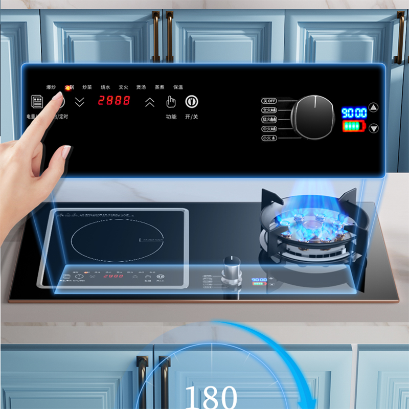 荣事达煤气灶双灶家用天然气一电一气电两用燃气灶嵌入式液化气灶高清大图