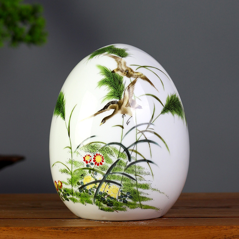 景德镇陶瓷花瓶鸡蛋摆件客厅装饰品摆设品小创意家居电视柜工艺品三维