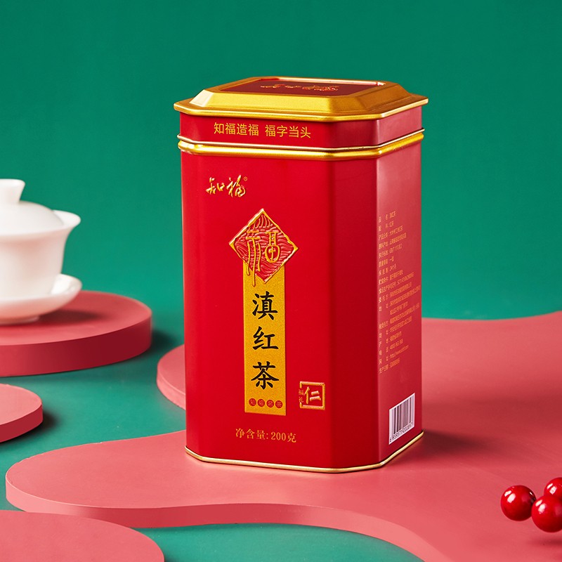 知福茶叶正宗云南滇红茶浓香型罐装独立小包装200g高清大图