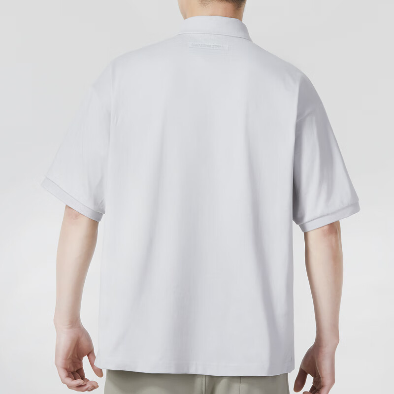 阿迪达斯 (adidas)男装 2023夏季新款运动服潮流时尚健身训练舒适透气T恤短袖POLO衫 IP3980固态浅灰
