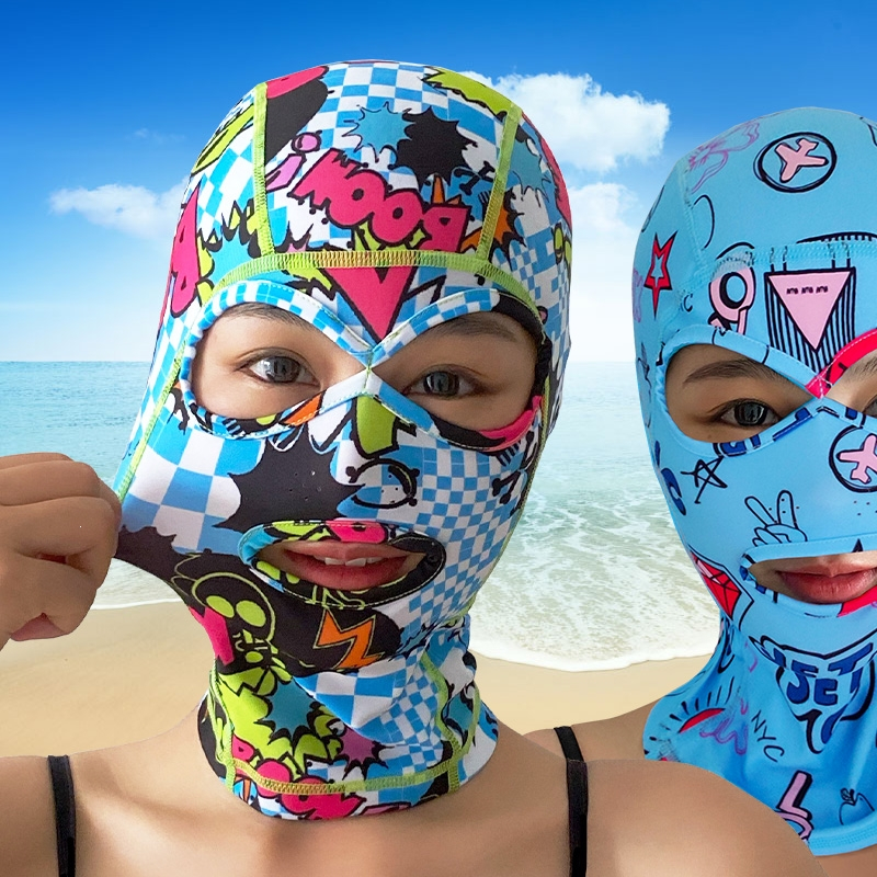 脸基尼游泳古达防晒面罩泳帽男女玩水潜水漂流护脸脖海边头套