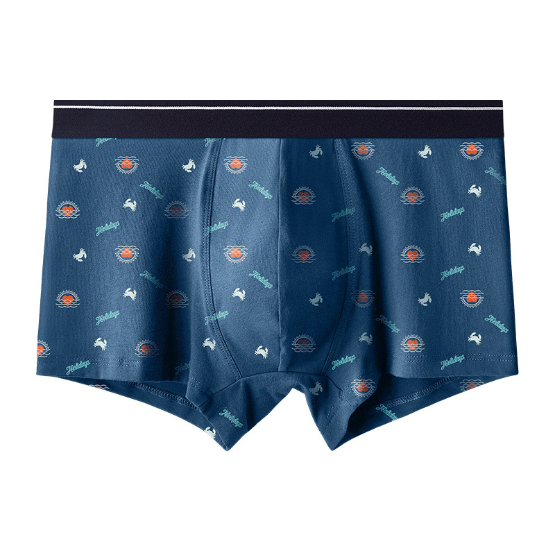 装男士内裤精梳棉舒适透气石墨烯抗菌四角裤时尚印花棉质平角裤短裤头