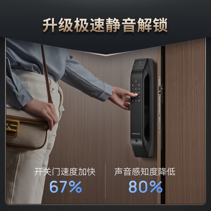 德施曼指纹锁密码锁全自动智能锁Q5M智享版升级款Q5MPlus电子门锁家用防盗门智能锁高端黑高清大图