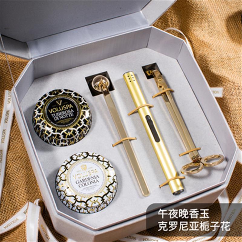香薰蜡烛礼盒套装生日结婚礼物新婚伴手礼送闺蜜高档实用（香薰蜡烛*2、灭烛铃、独芯剪、点火工具）