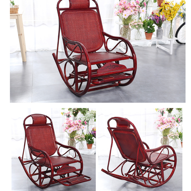 顶鸿dhhy0831天然藤椅摇椅逍遥椅真藤编老人摇摇椅躺椅午休睡椅阳台