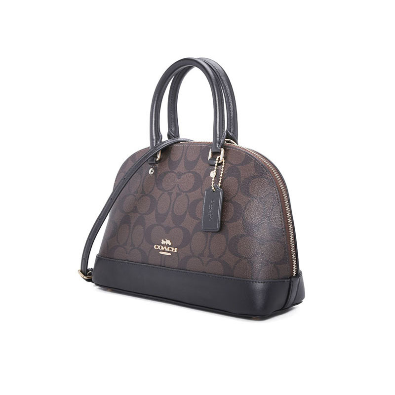 COACH 蔻驰女包 SIERRA SATCHEL 贝壳包 单肩包斜挎包手提包 字母马车标织物F27583金扣
