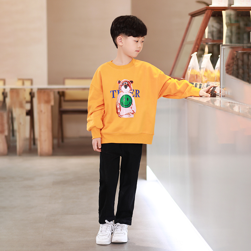 龙之涵(LONGZHIHAN)儿童卫衣春装2022新款男童休闲打底上衣中大童套头衫