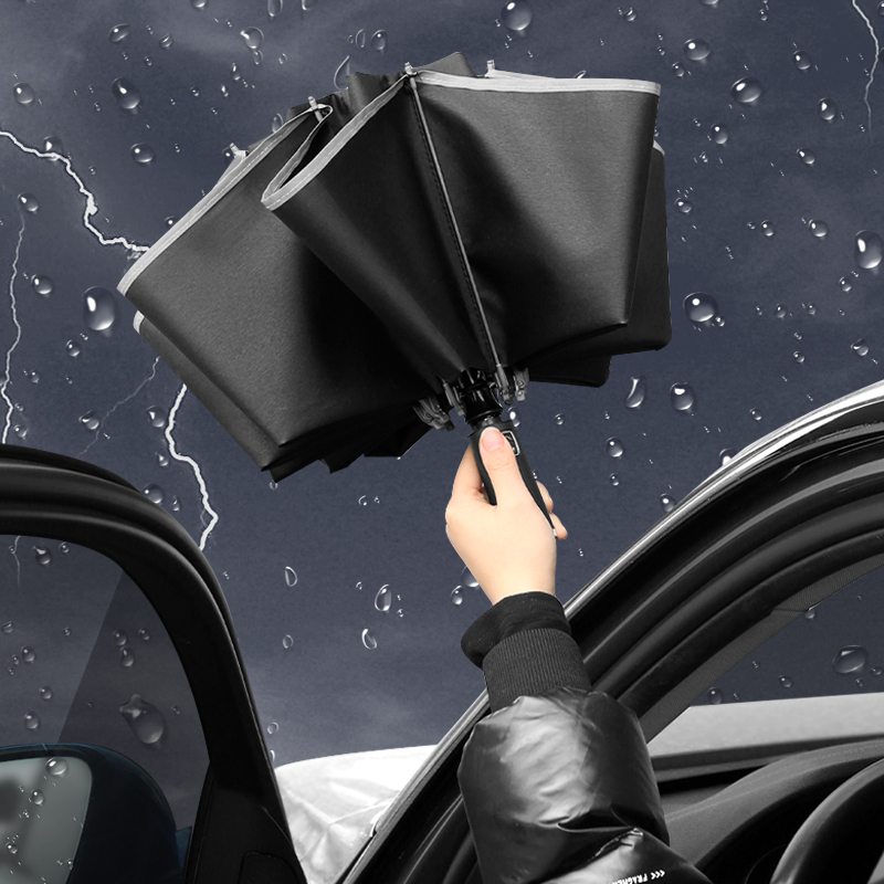 黑胶雨伞男全自动抗风加固汽车车载反向伞折叠女晴雨两用一键收缩