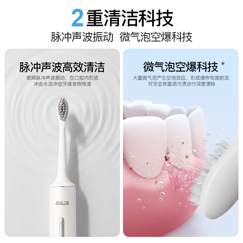 拜尔电动牙刷成人声波充电式震动软毛情侣款学生党智能自动牙刷男女士 送女朋友 A9云白豪华版高清大图