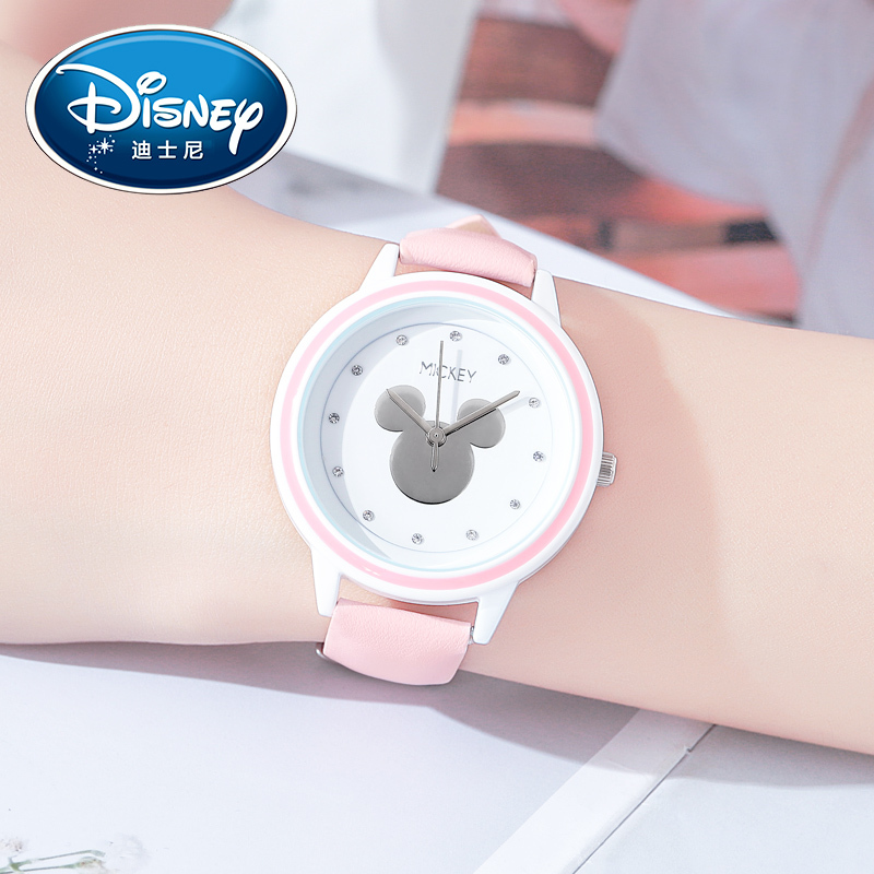 迪士尼(Disney)手表女2021年新款网红女款学生ins小众设计轻奢初高中夏季简约气质奢华女生防水时尚潮流皮带石英表