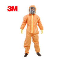 3M 4690橙色高级带帽连体防化服,M