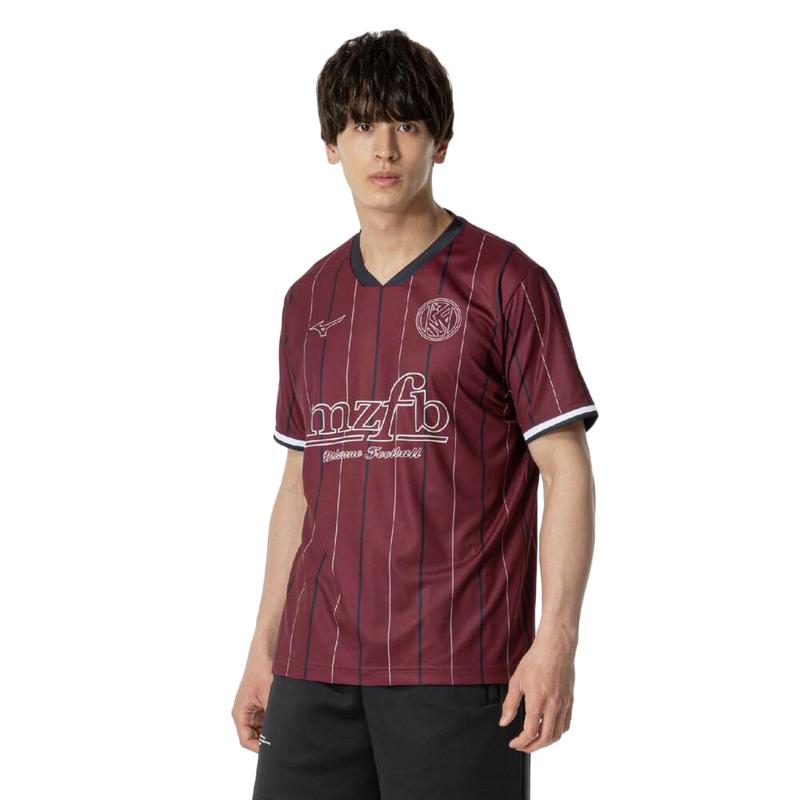 Mizuno男士足球条纹速干透气运动T恤复古版型休闲日常穿搭
