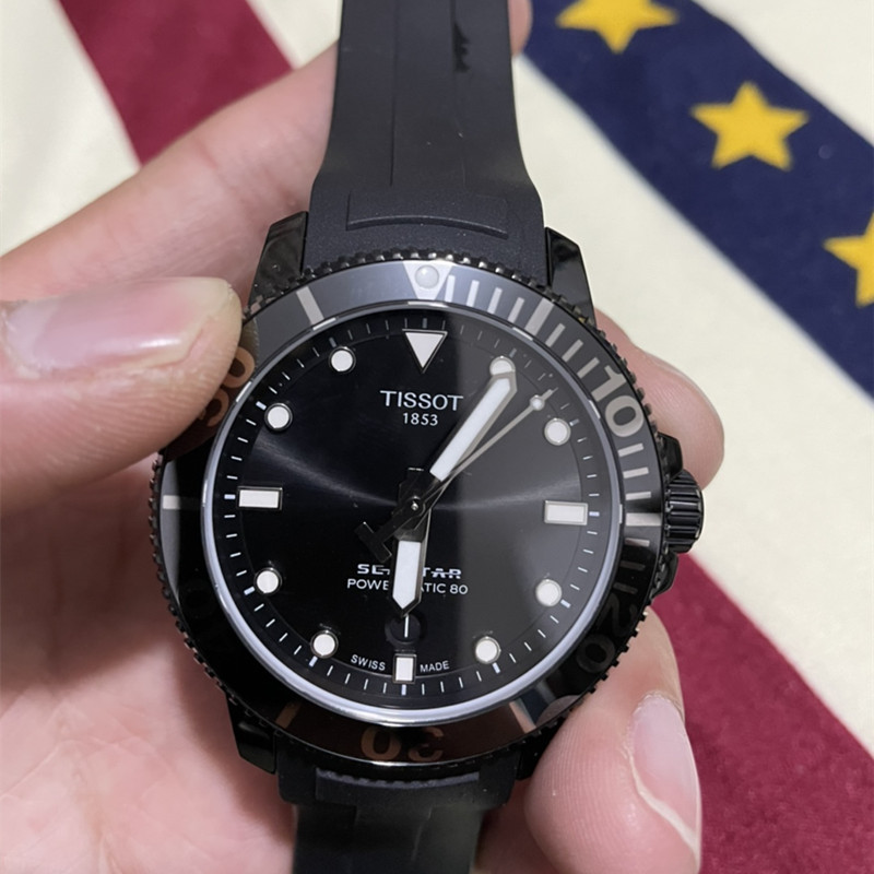 tissot天梭官方正品瑞士手表海星系列橡胶表带自动机械表男300米防水