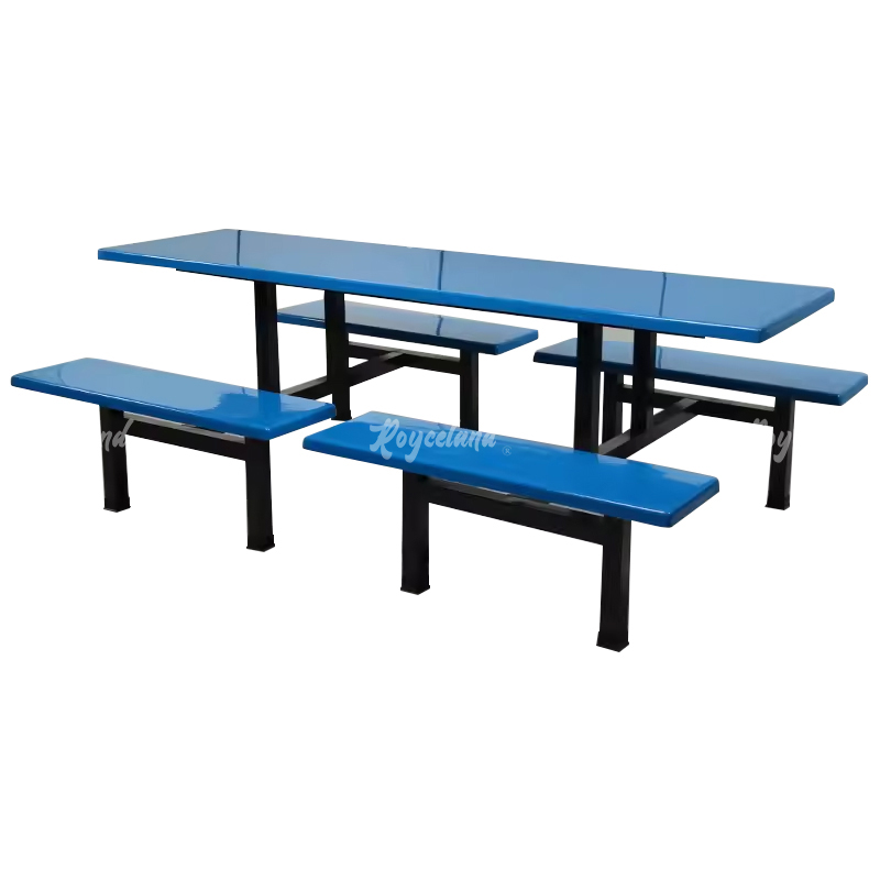 洛诗莲 LSL4040855玻璃钢连体餐桌椅组合8人位钢架条凳款