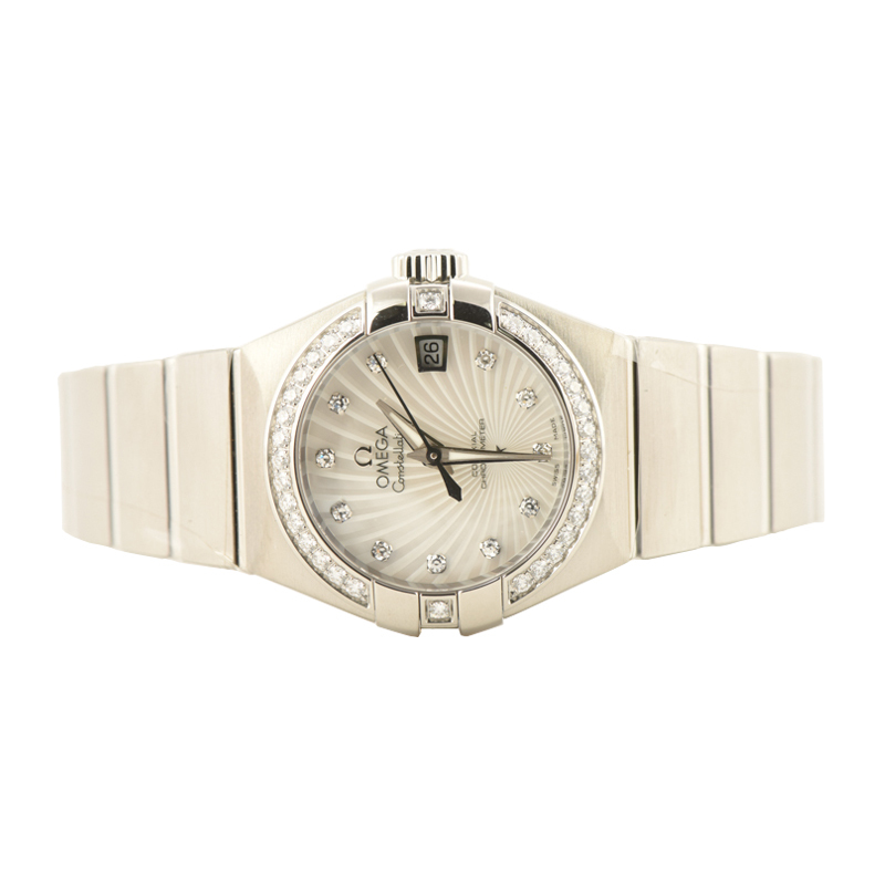 omega欧米茄女士放射面钻圈日历精钢自动机械表12315272055001