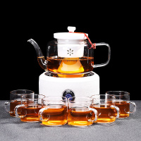領藝 煮茶器电陶炉 茶壶玻璃泡茶壶 功夫茶具套装 雨濛1壶6杯