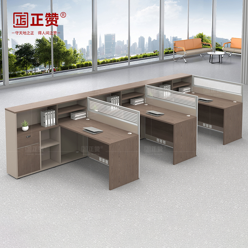 正赞 办公桌电脑桌屏风桌三人位 1500*4200*1100mm高清大图