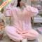 月子服法兰绒产后产妇孕妇睡衣女秋冬季哺乳衣加厚加绒珊瑚绒套装 套头绒-粉KT猫 M码建议[80-105斤]