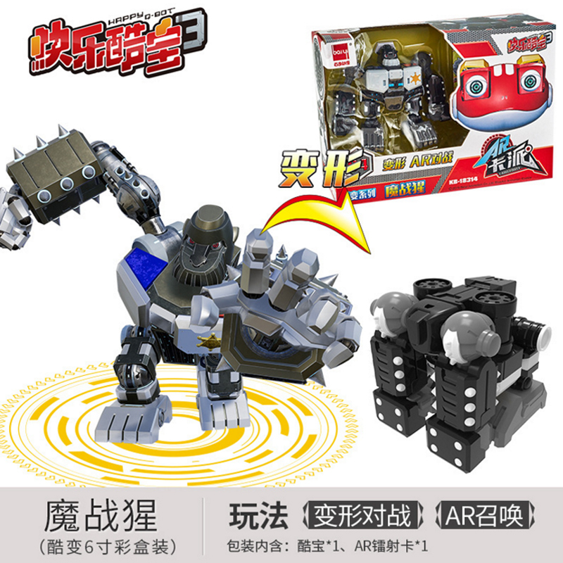 正版快乐酷宝3变形机器人狂暴熊青冥狼王魔战猩4只装卡派对战玩具 6寸[疾风豹王]彩盒装