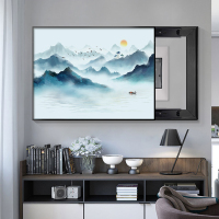 新中式电表箱装饰画免打孔 规格千山万水C摩登黑框60*50cm左推拉水晶面