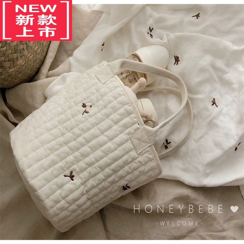 可莉允韩国ins婴儿车挂袋宝宝尿不湿收纳袋尿片尿布袋刺绣手提水桶包