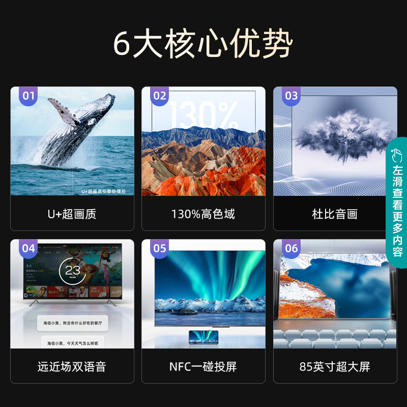 海信(Hisense) 85E7G 85英寸4K超清智慧屏 130%高色域超薄社交全面屏 液晶智能平板电视机巨幕