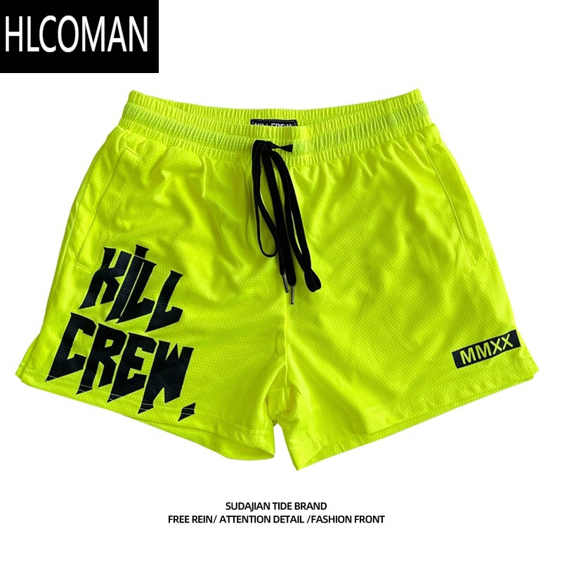 HLCOMAN夏季潮牌印花美式短裤男篮球透气速干跑步三分裤高街宽松休闲裤潮