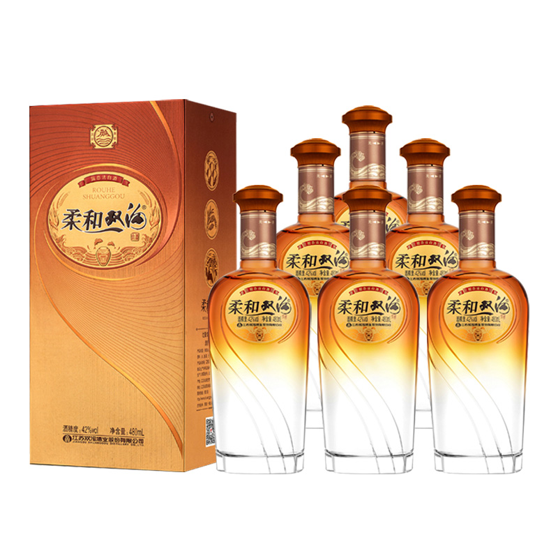 双沟 柔和双沟金装 42度 480ml*6瓶 整箱装 浓香型白酒