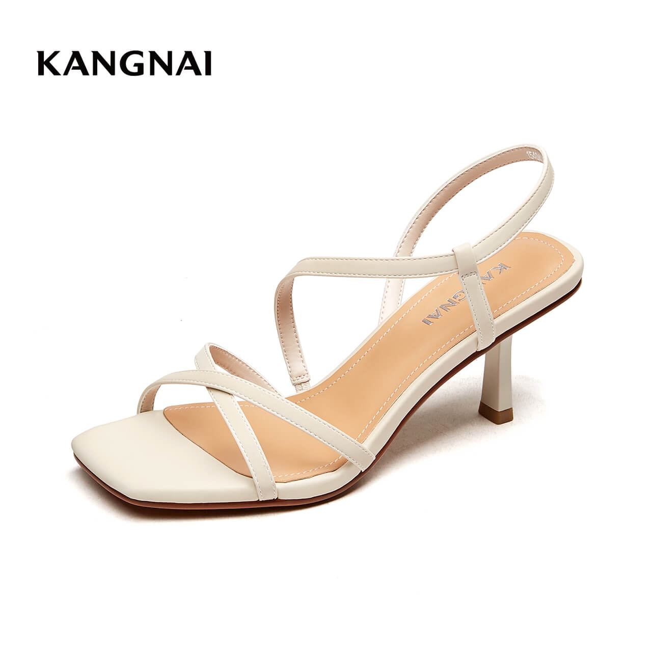 康奈女鞋2020夏季新款时尚都市休闲方根日常纯色露趾绕带绸缎套脚女