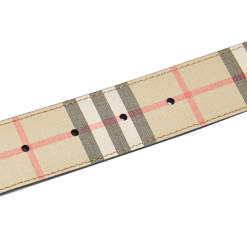 BURBERRY 巴宝莉2020新款 男士经典格纹双面徽标板扣皮带腰带100