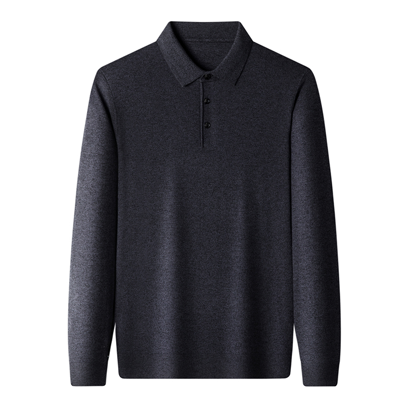 恒源祥中年长袖t恤男春秋薄款含羊毛针织衫爸爸装毛衣打底polo衫