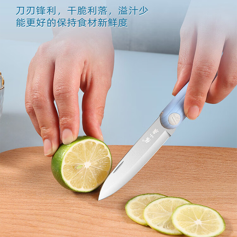 张小泉 家用不锈钢刀具炫彩·缘系列折叠水果刀-折叠款 D21320100 蓝高清大图